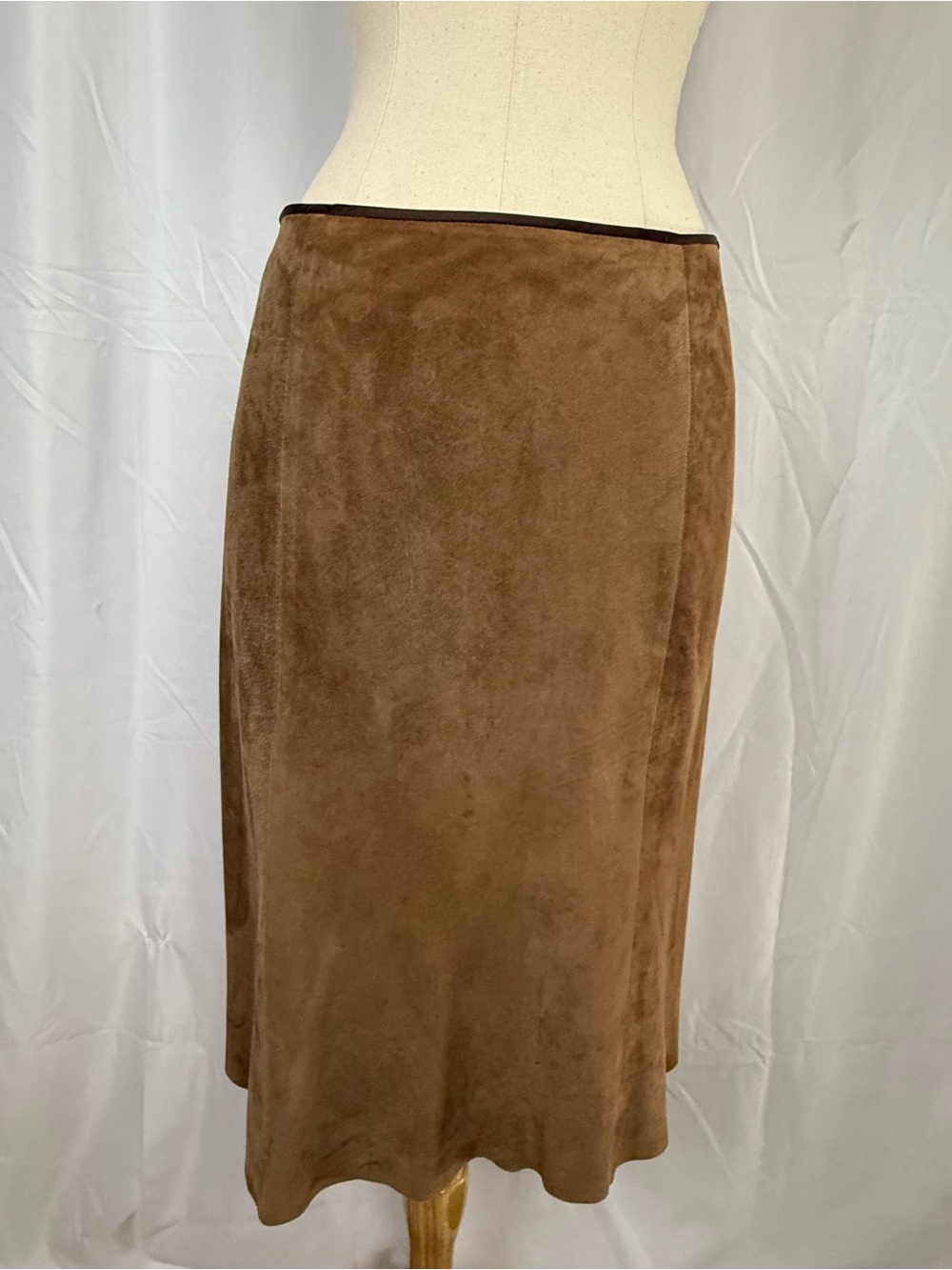 Gucci Nutmeg Suede Leather Midi Skirt 38
